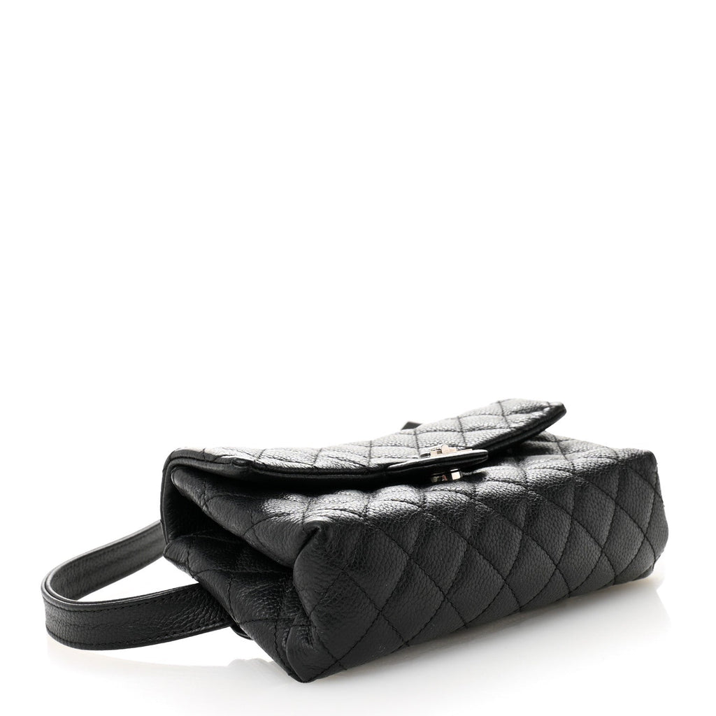 Chanel Grained Calfskin Quilted 2.55 Reissue Flap Belt Bag Clutch Black