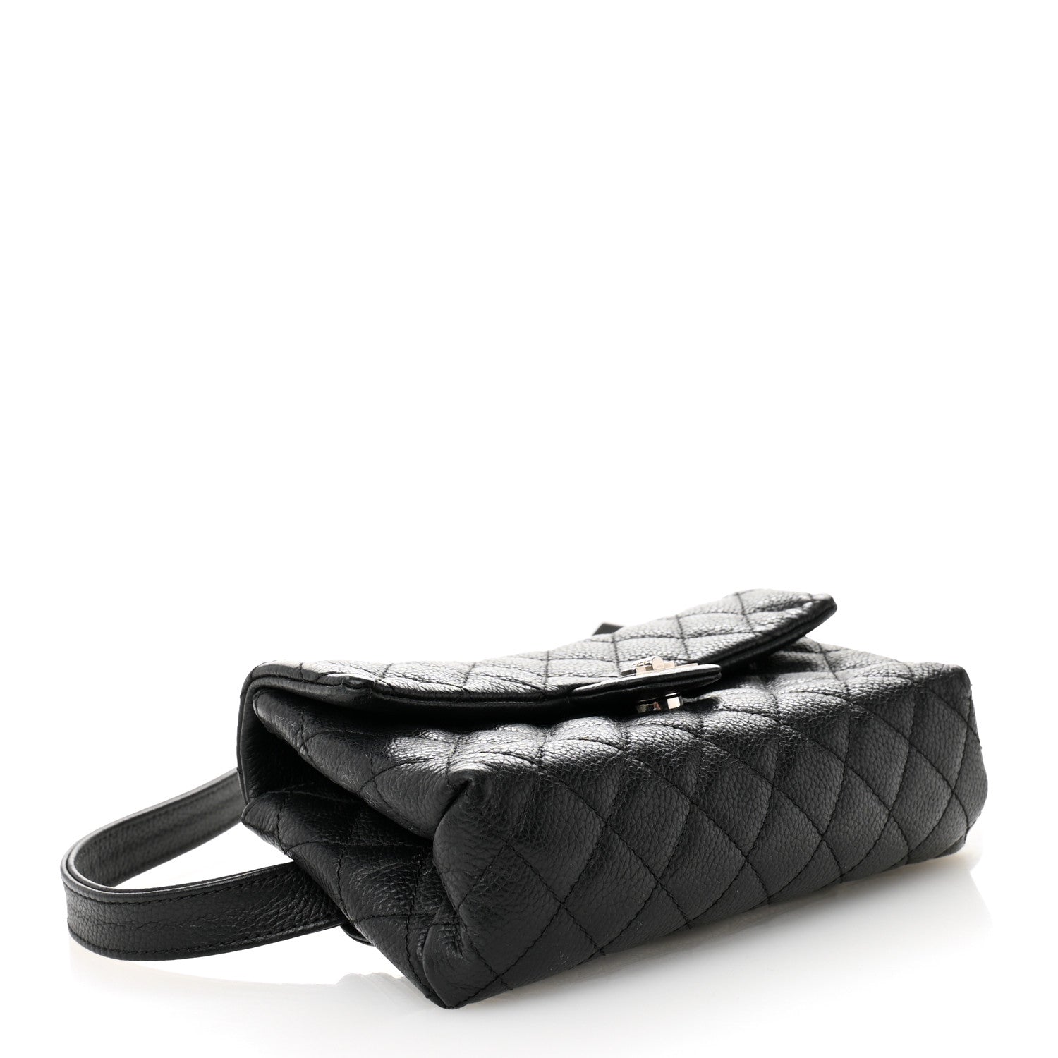 Chanel Grained Calfskin Quilted 2.55 Reissue Flap Belt Bag Clutch Black
