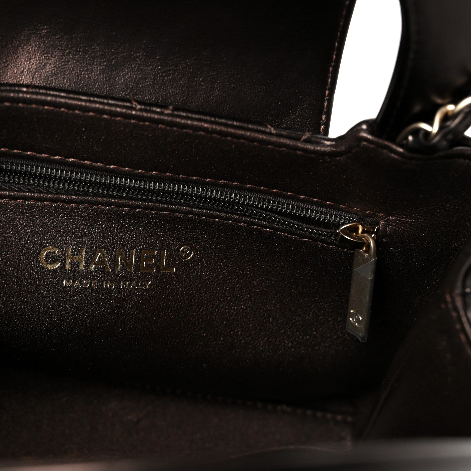 Chanel Metallic Aged Calfskin Quilted Nano Kelly Shopper Light Brown