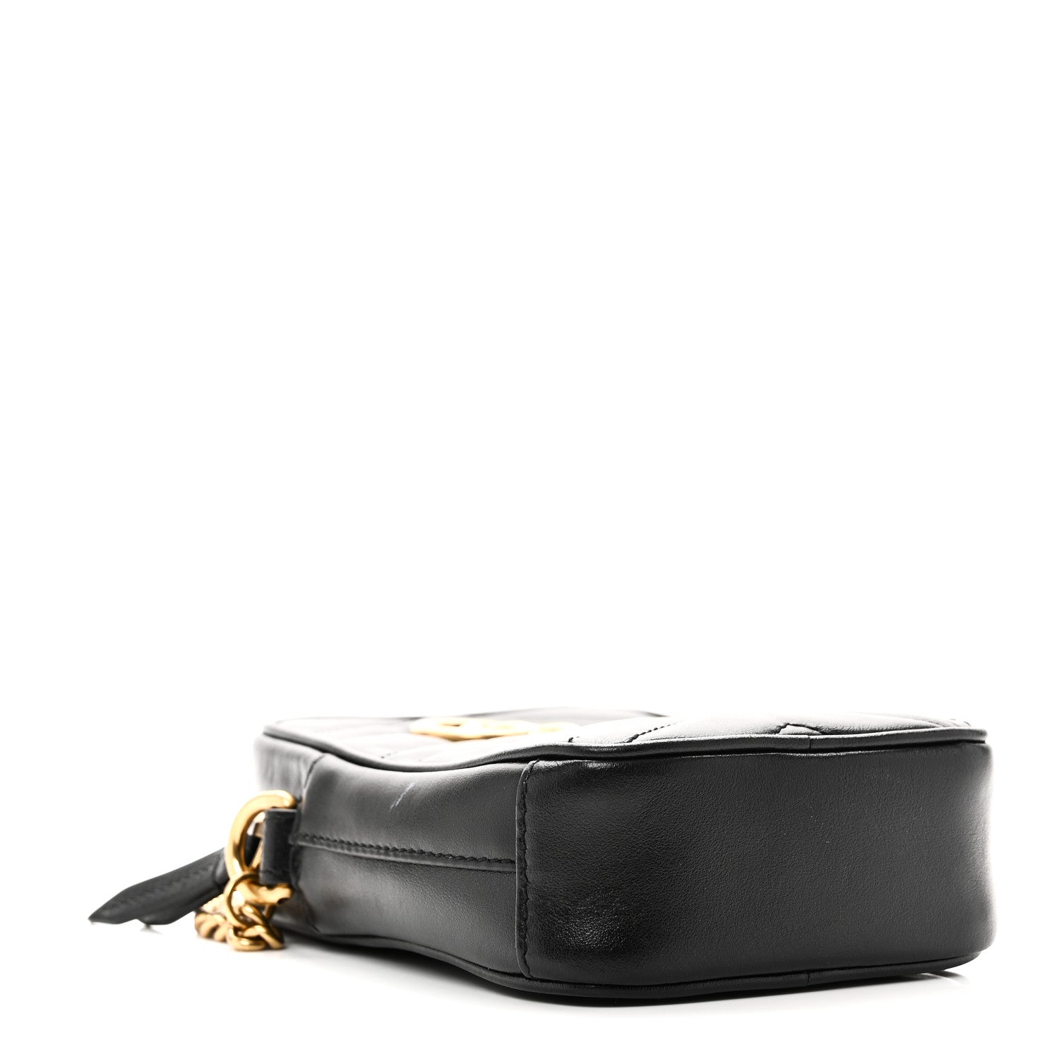 Gucci Calfskin Matelasse Mini GG Marmont Crossbody Bag Black