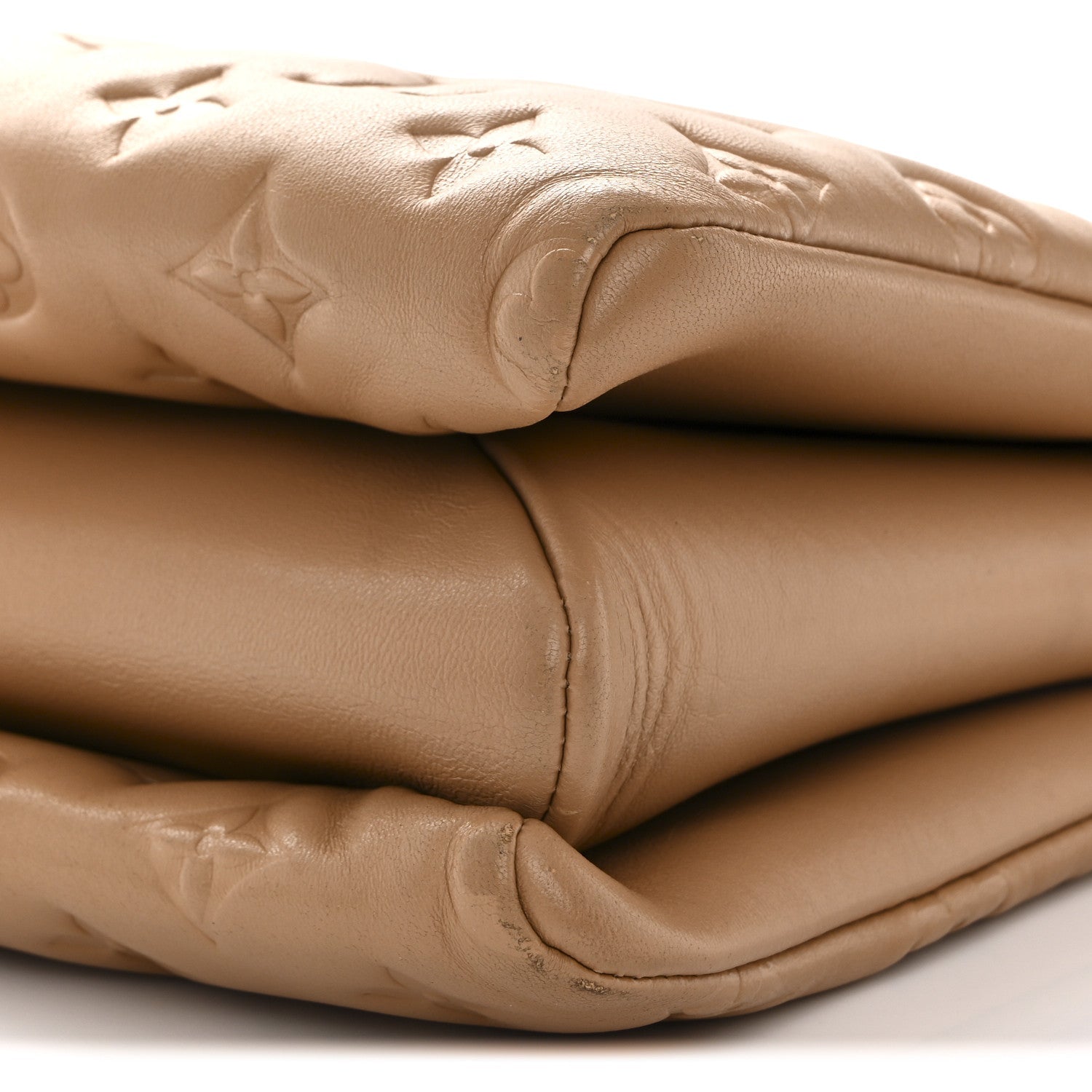 Louis Vuitton Lambskin Embossed Monogram Coussin PM Camel
