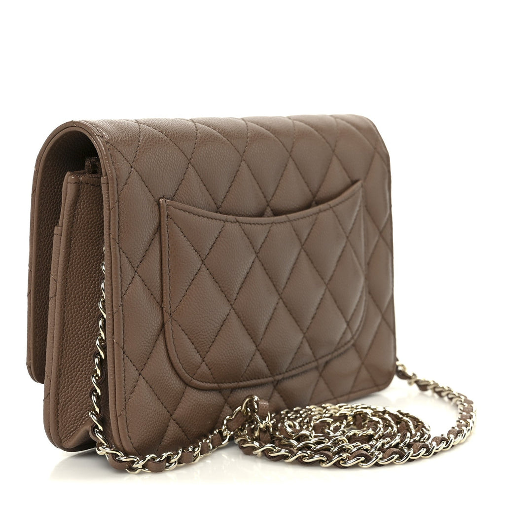 Chanel Caviar Quilted CC Turnlock Wallet On Chain WOC Brown