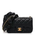 Chanel Lambskin Quilted Mini Romance Rectangular Flap Black