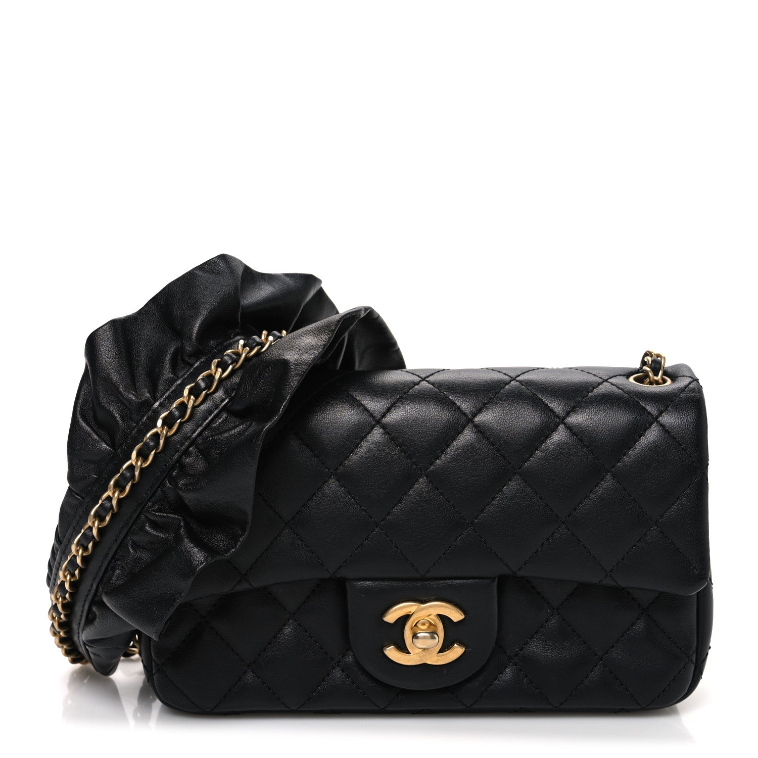 Chanel Lambskin Quilted Mini Romance Rectangular Flap Black