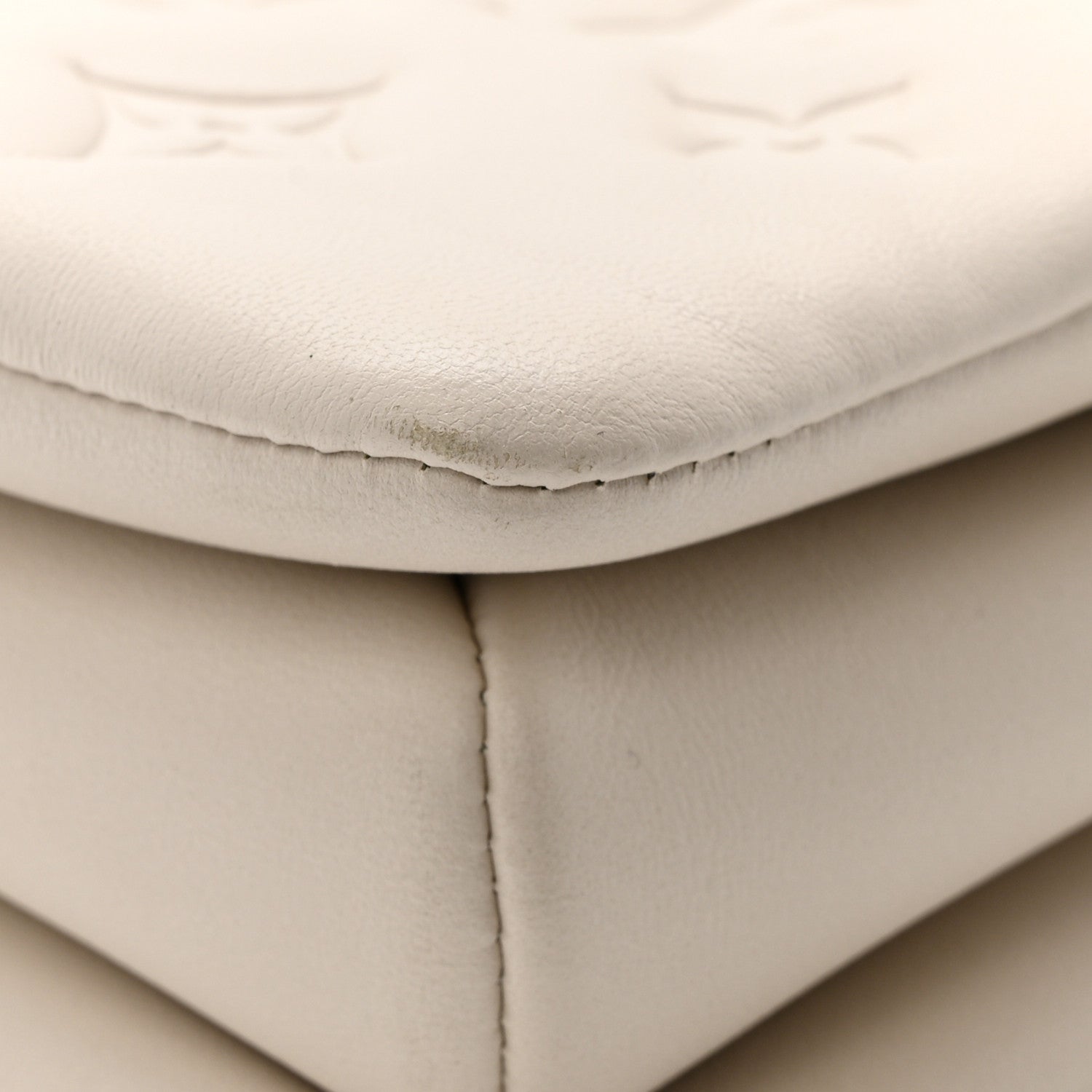Louis Vuitton Lambskin Embossed Monogram Coussin PM Beige Cream