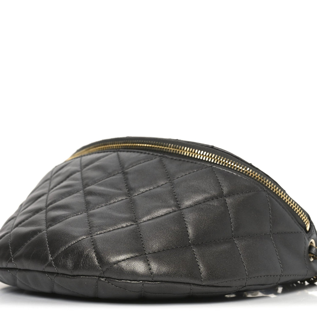 Chanel Metallic Calfskin Pearl Quilted CC Belt Bag Ruthenium