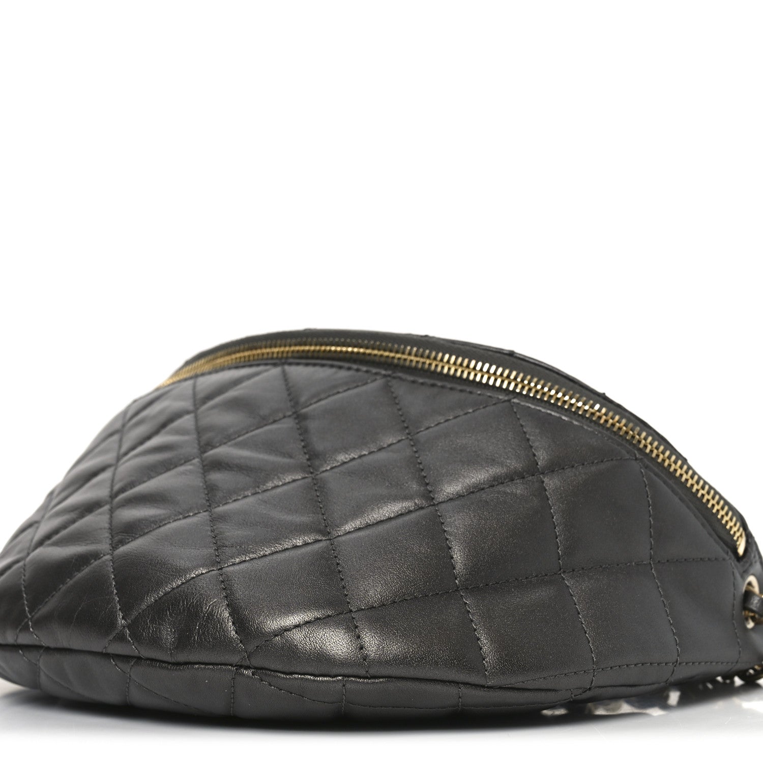 Chanel Metallic Calfskin Pearl Quilted CC Belt Bag Ruthenium
