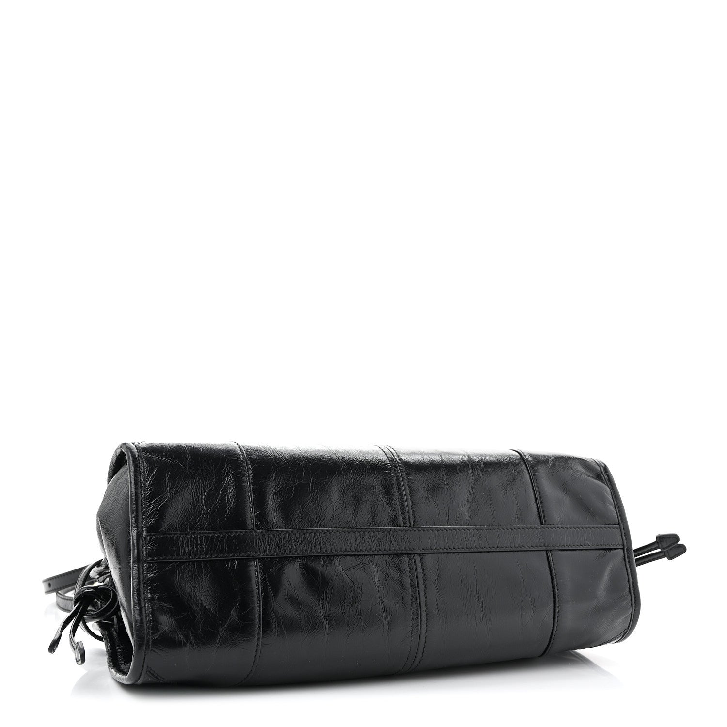 Prada Glossy Calfskin Triangle Medium Bonnie Shoulder Bag Black