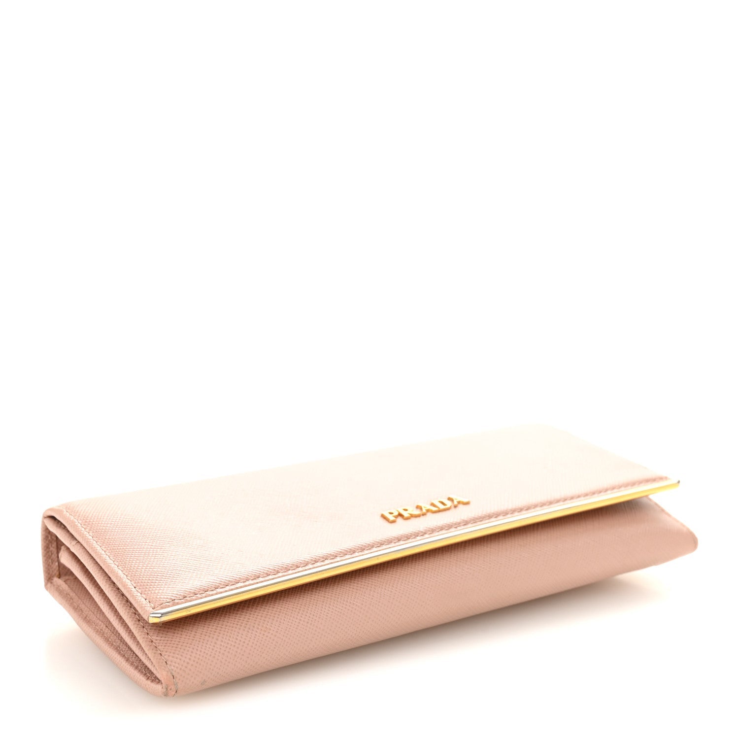 Prada Saffiano Metal Bar Continental Flap Wallet Orchidea