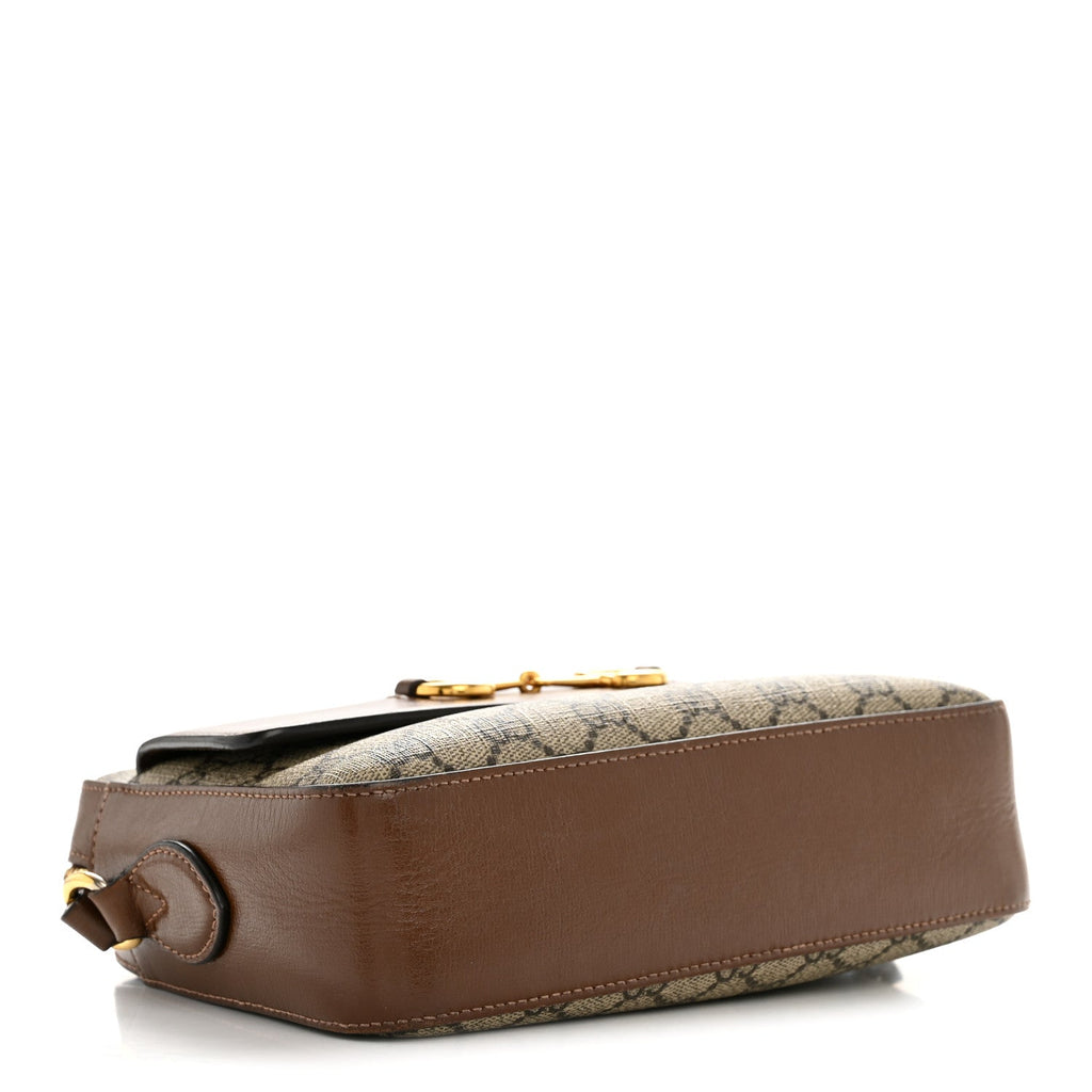 Gucci GG Supreme Monogram Small Horsebit 1955 Shoulder Bag Beige Brown Sugar