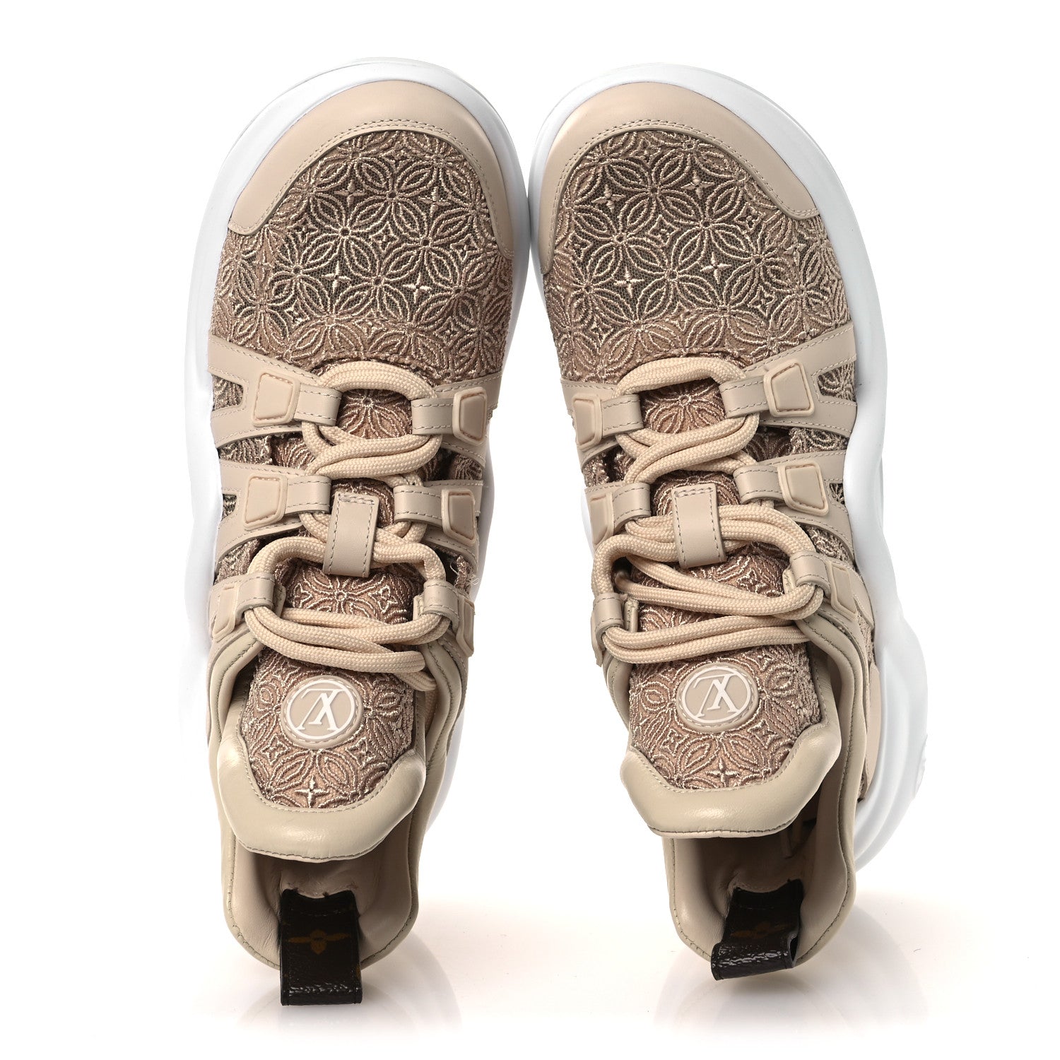 Louis Vuitton Fabric Embroidered Calfskin LV Archlight Sneakers 37 Nude