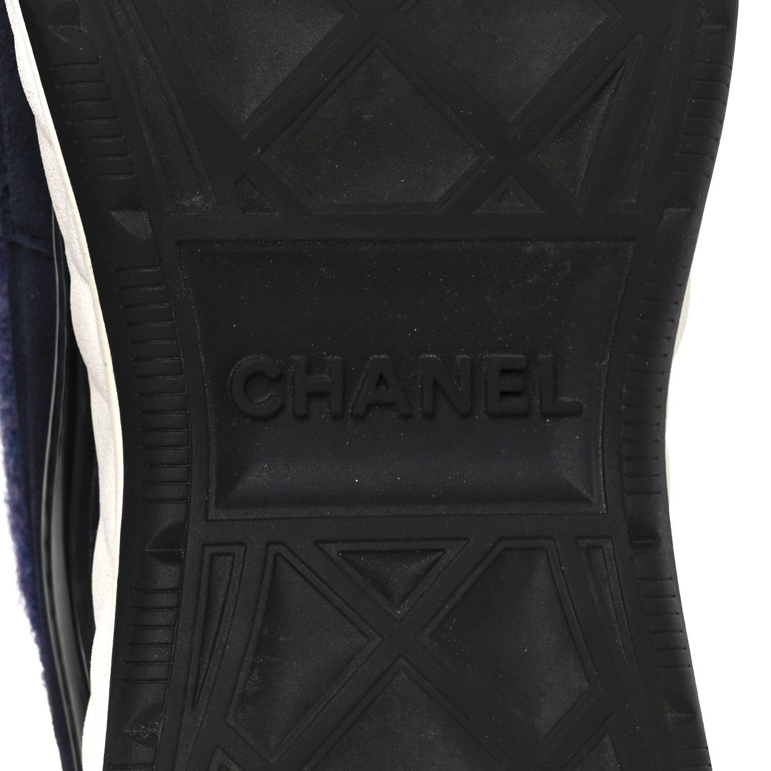 Fabric Suede Calfskin CC Sneakers 41 Blue Black Purple