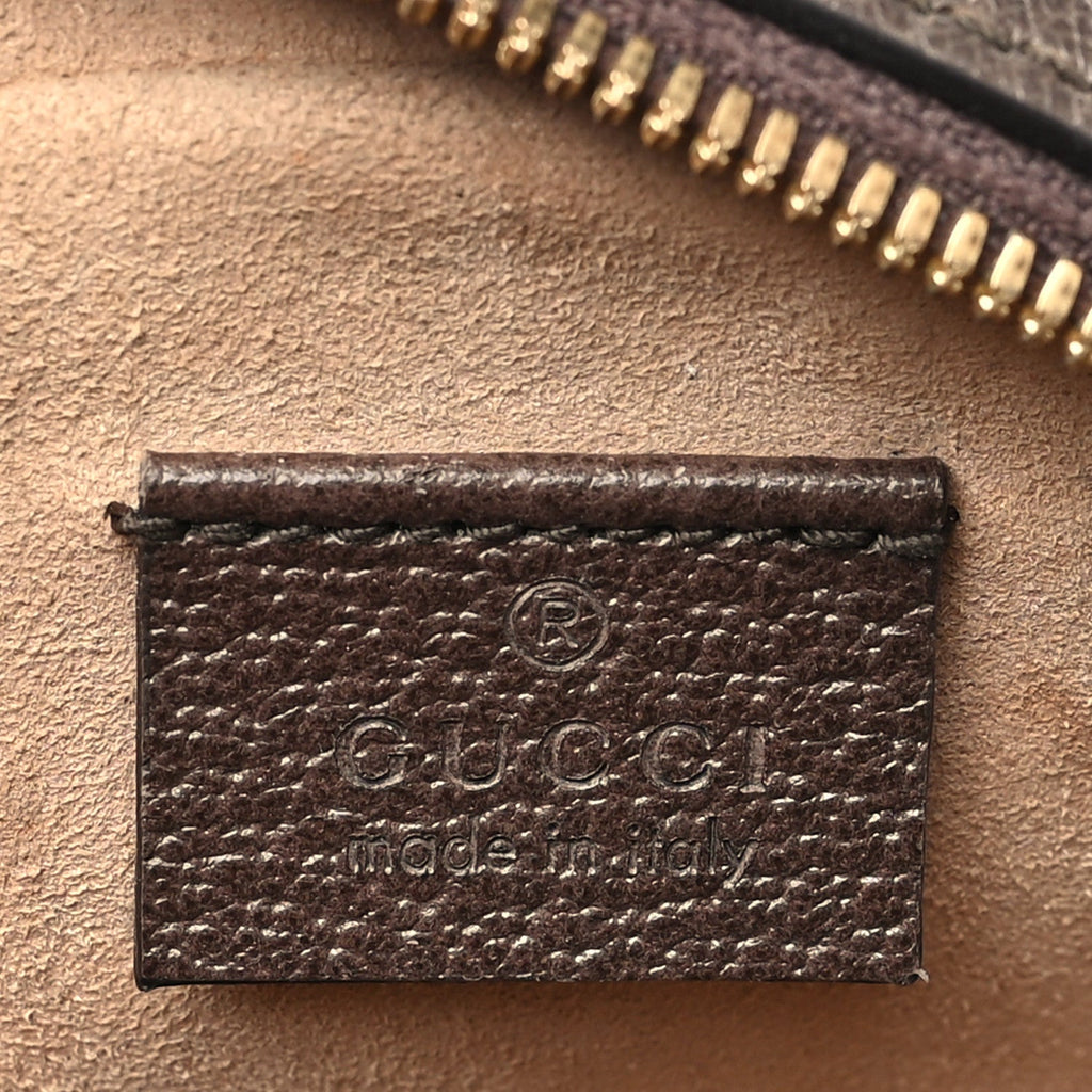 Gucci GG Supreme Monogram Web Mini Ophidia Round Shoulder Bag Brown