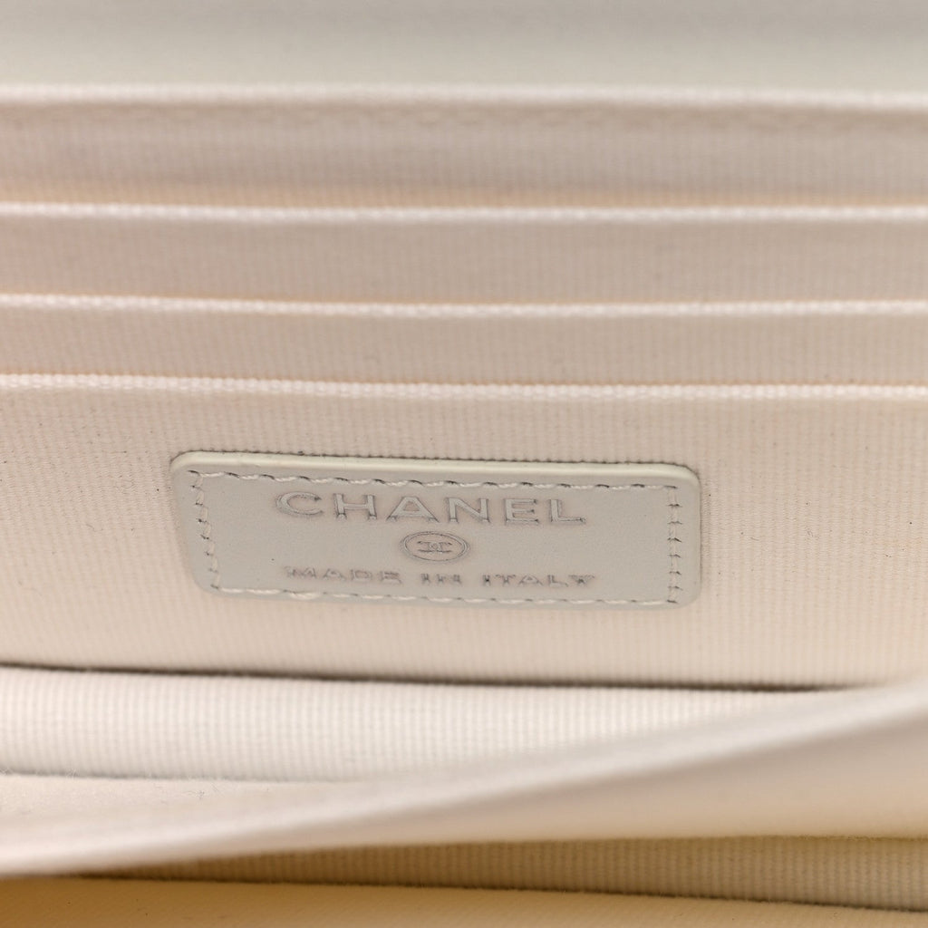 Chanel Lambskin Quilted Mini Pearl Wallet On Chain WOC White