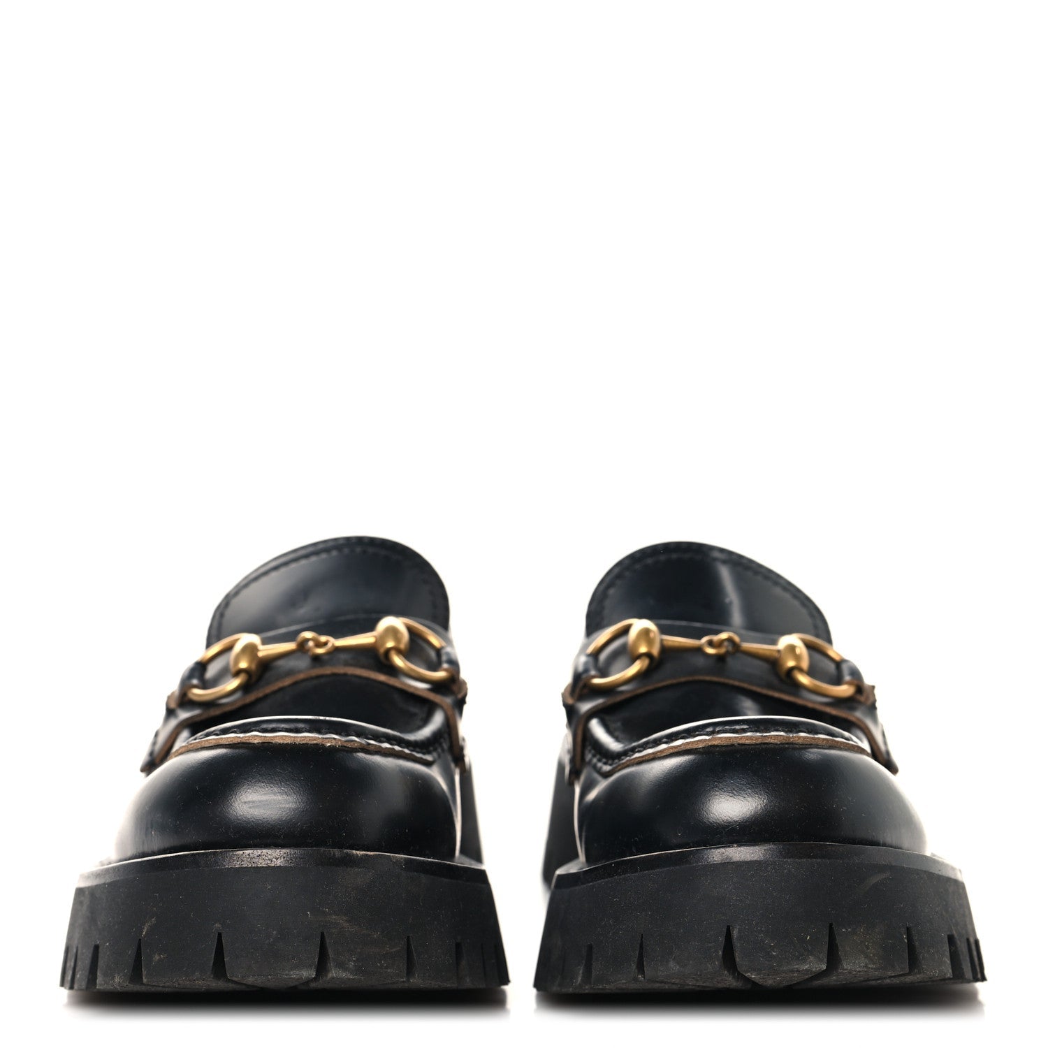 Gucci Cordovan Lux Womens Harald Horsebit 25mm Platform Loafers 35 Black