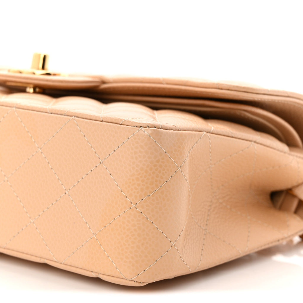 Chanel Caviar Quilted Small Double Flap Beige