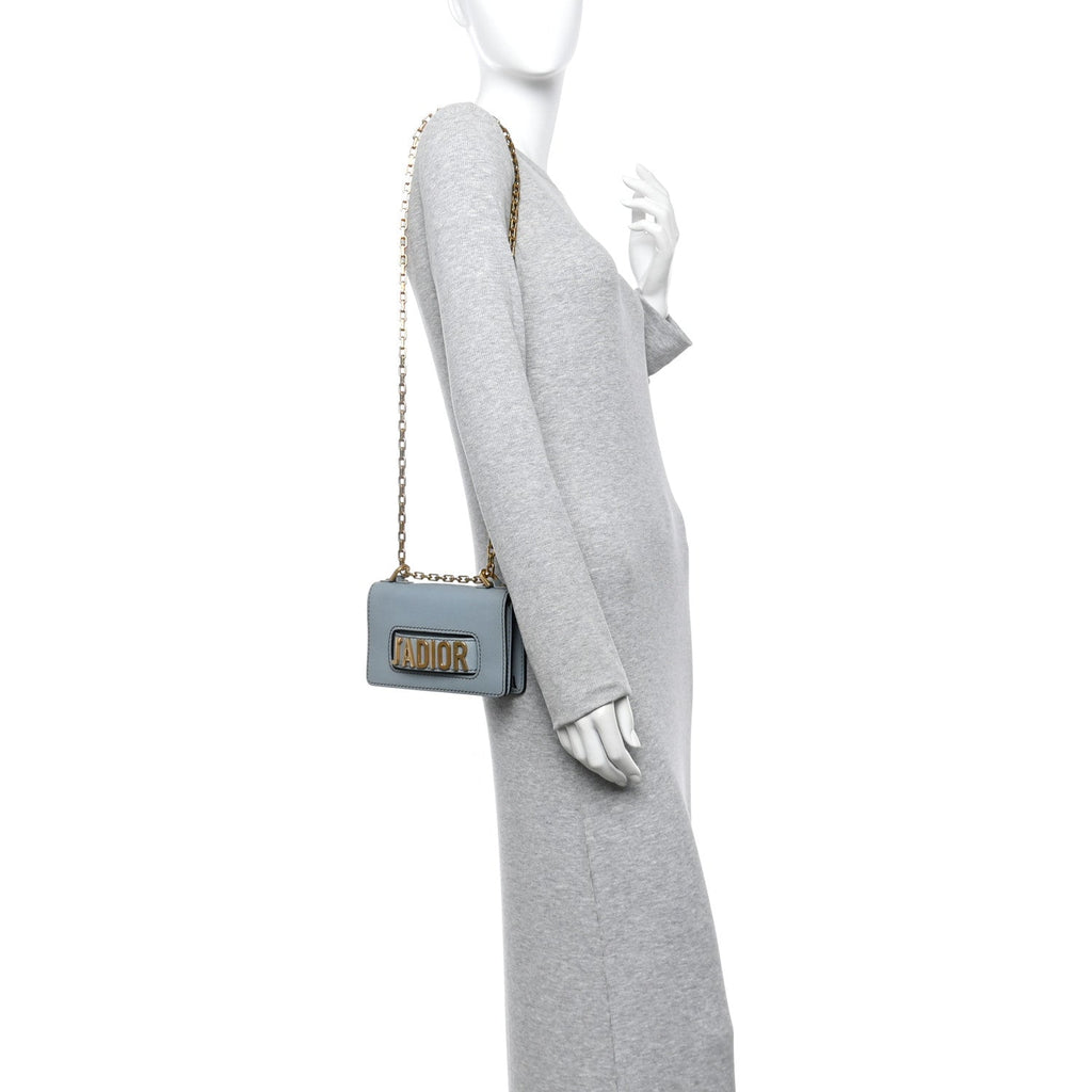 Christian Dior Grained Calfskin Mini J'Adior Chain Flap Bag Sky Blue