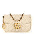 Gucci Calfskin Matelasse Super Mini GG Marmont Shoulder Bag White