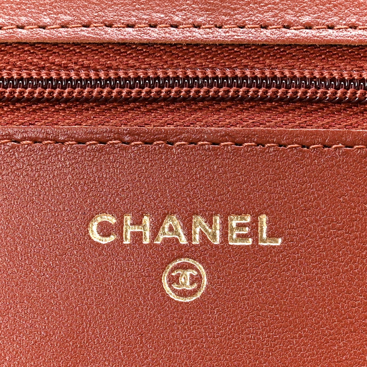 Chanel Lambskin Quilted Wallet On Chain WOC Brown