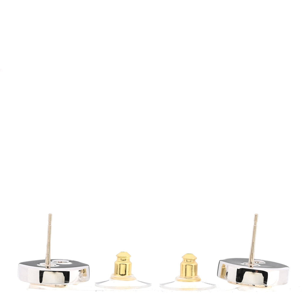 Crystal CC Round Earrings Silver