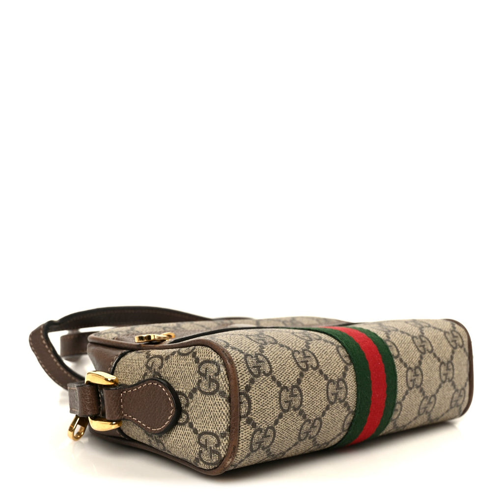 Gucci GG Supreme Monogram Web Mini Ophidia Shoulder Bag Brown