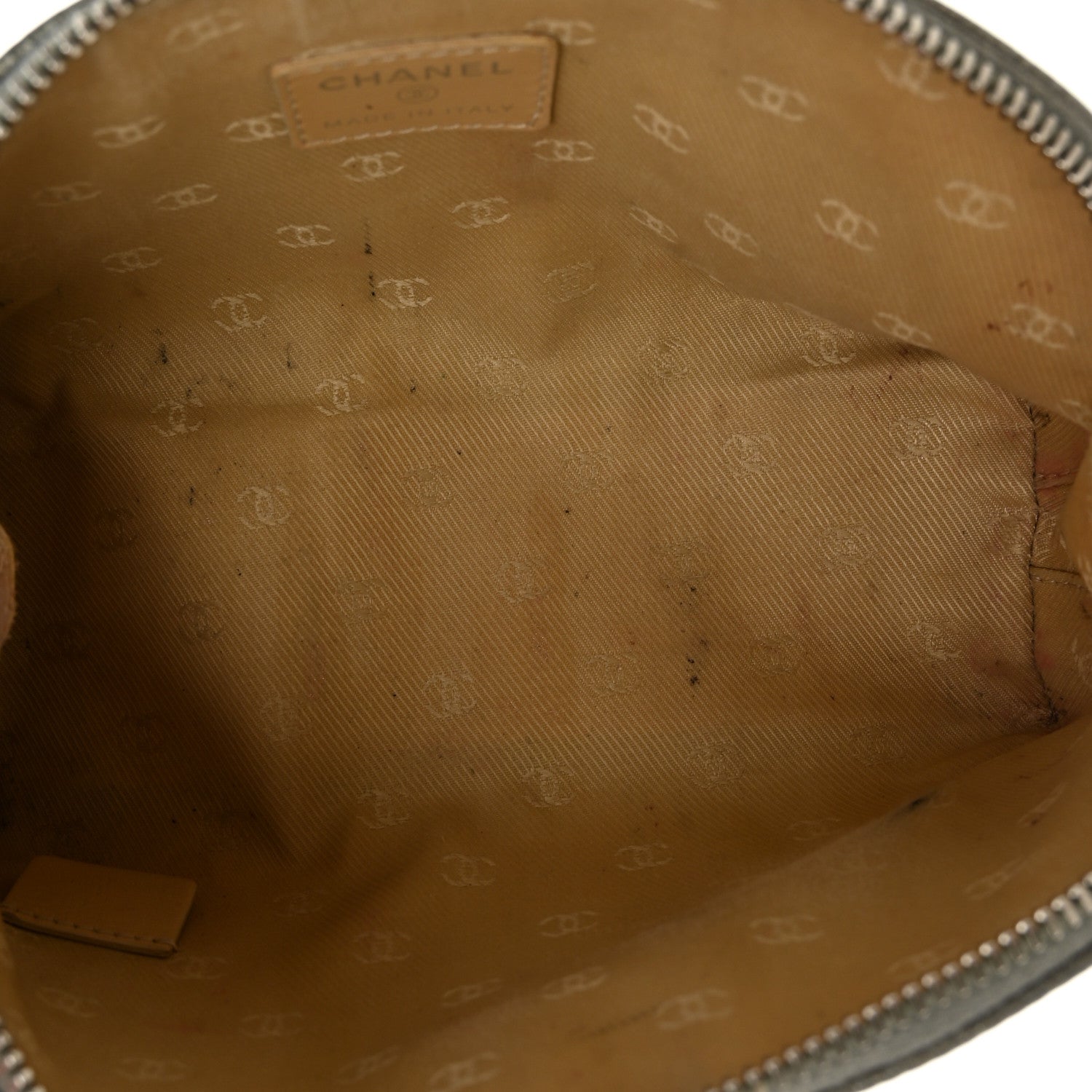 Metallic Goatskin Cosmetic Case Silver