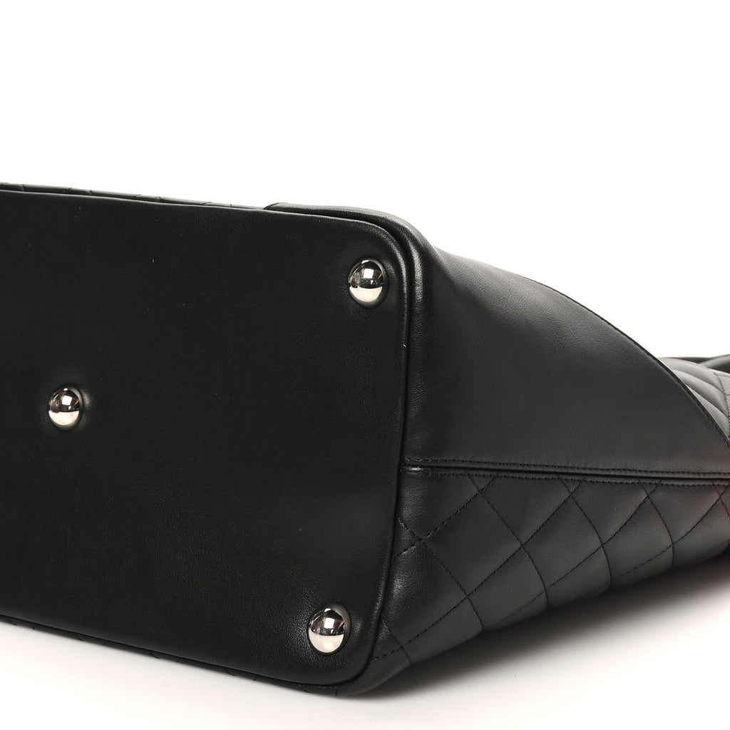 Chanel Calfskin Quilted Large Cambon Tote Black White