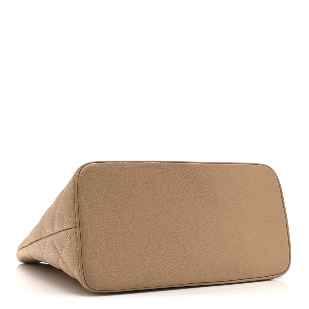 Chanel Caviar Quilted Medallion Tote Beige