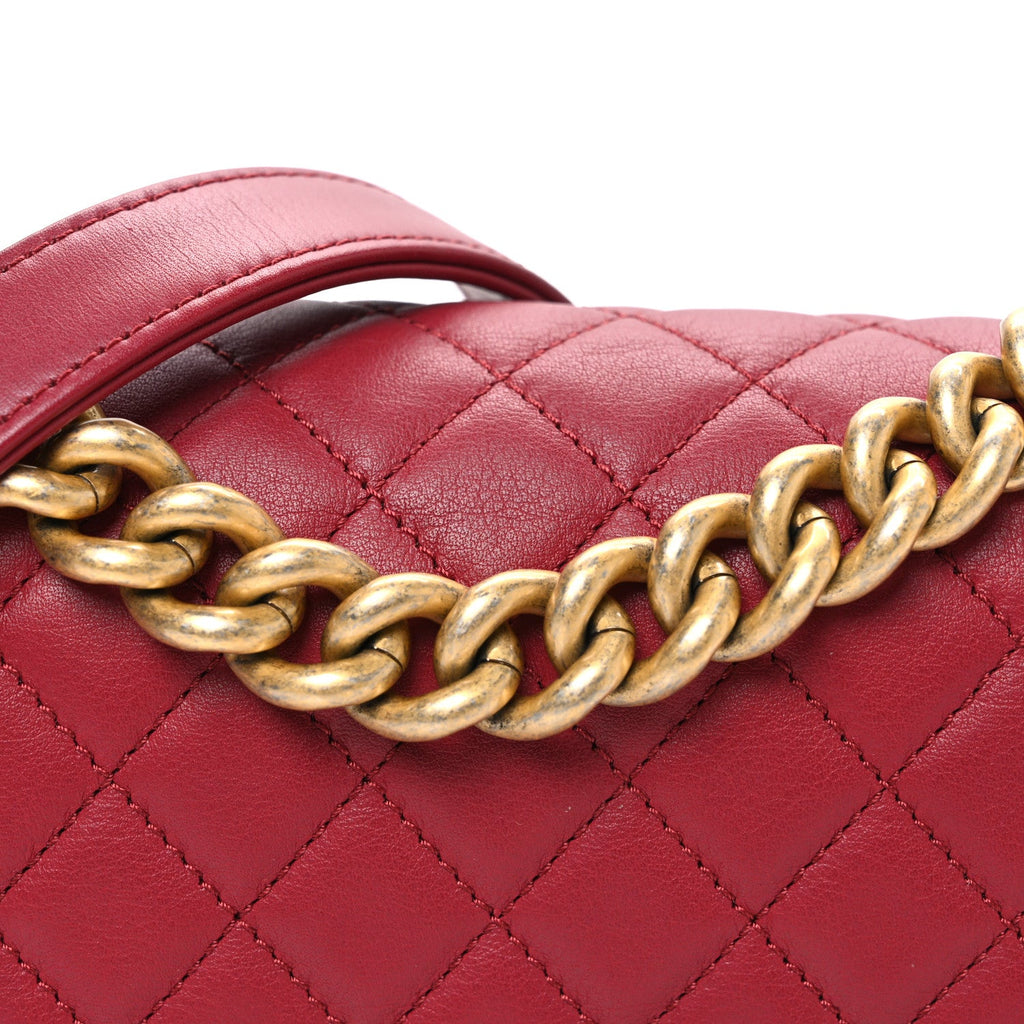 Chanel Lambskin Quilted Small Boy Flap Dark Red
