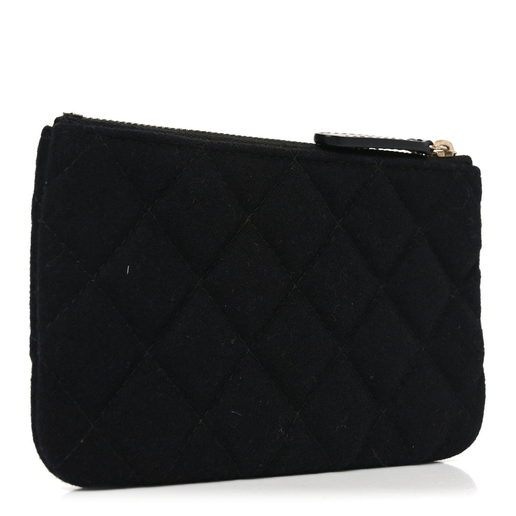 Chanel Wool Quilted Paris-Hamburg Charms Small Cosmetic Case Black