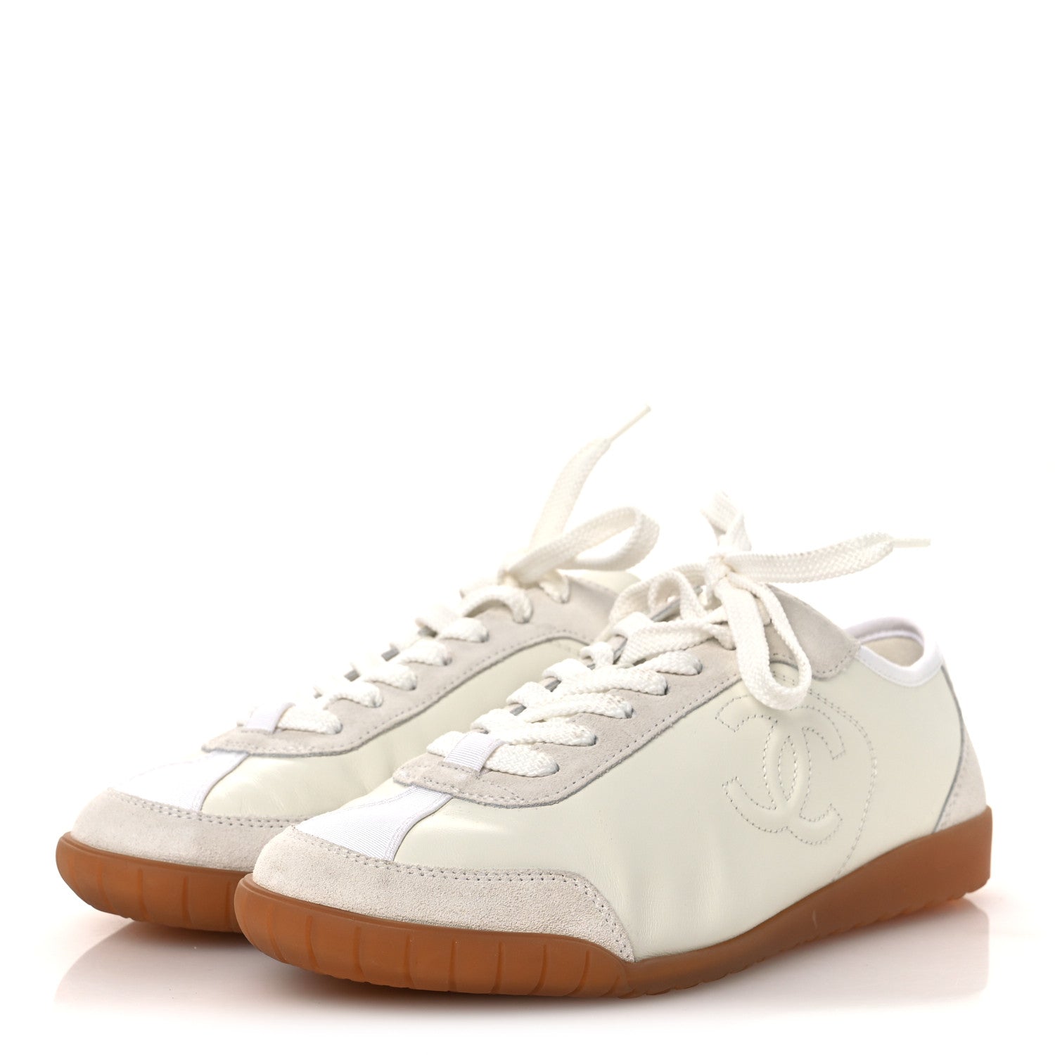 Calfskin Suede Womens CC Sneakers 39 White