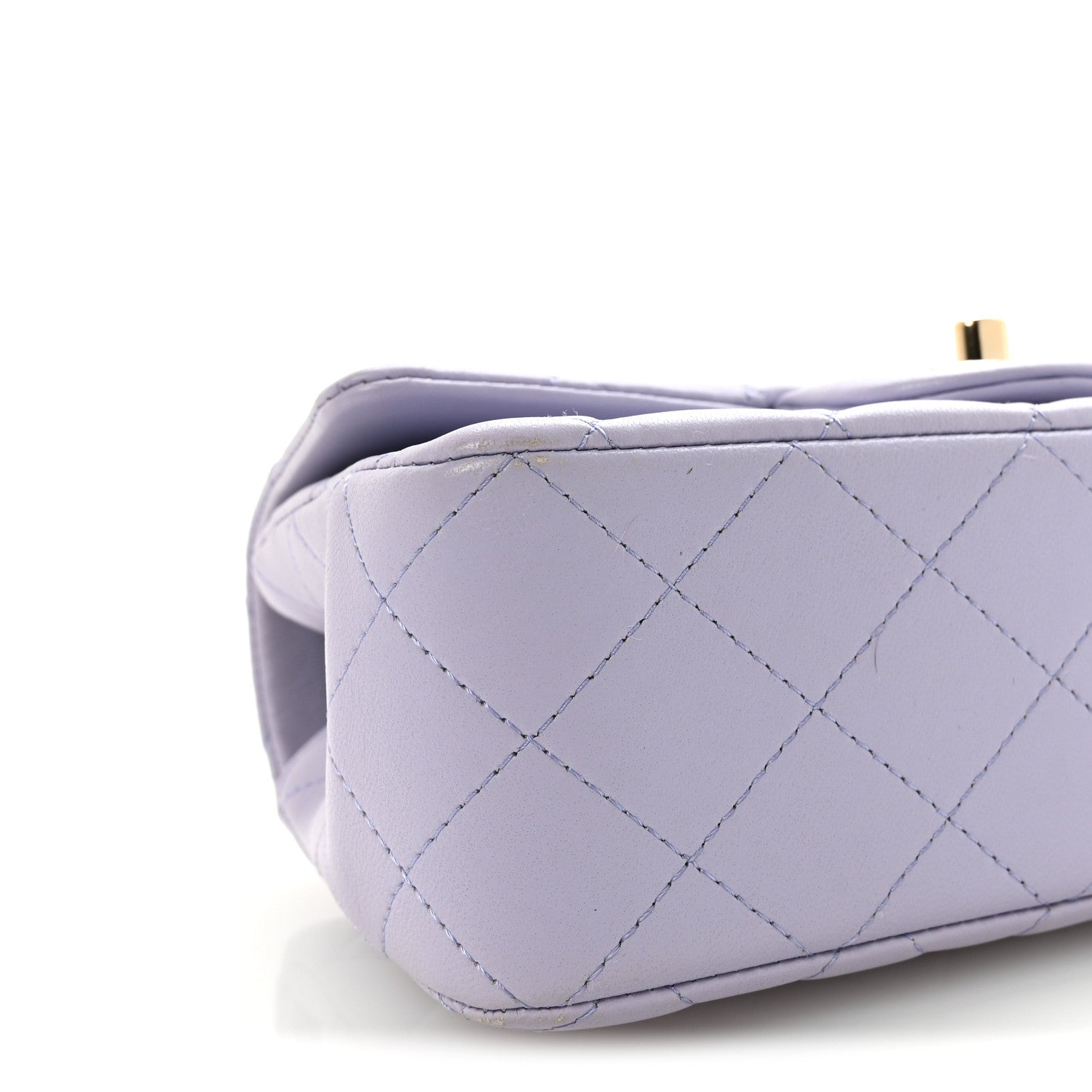 Chanel Lambskin Quilted Mini Top Handle Rectangular Flap Light Purple
