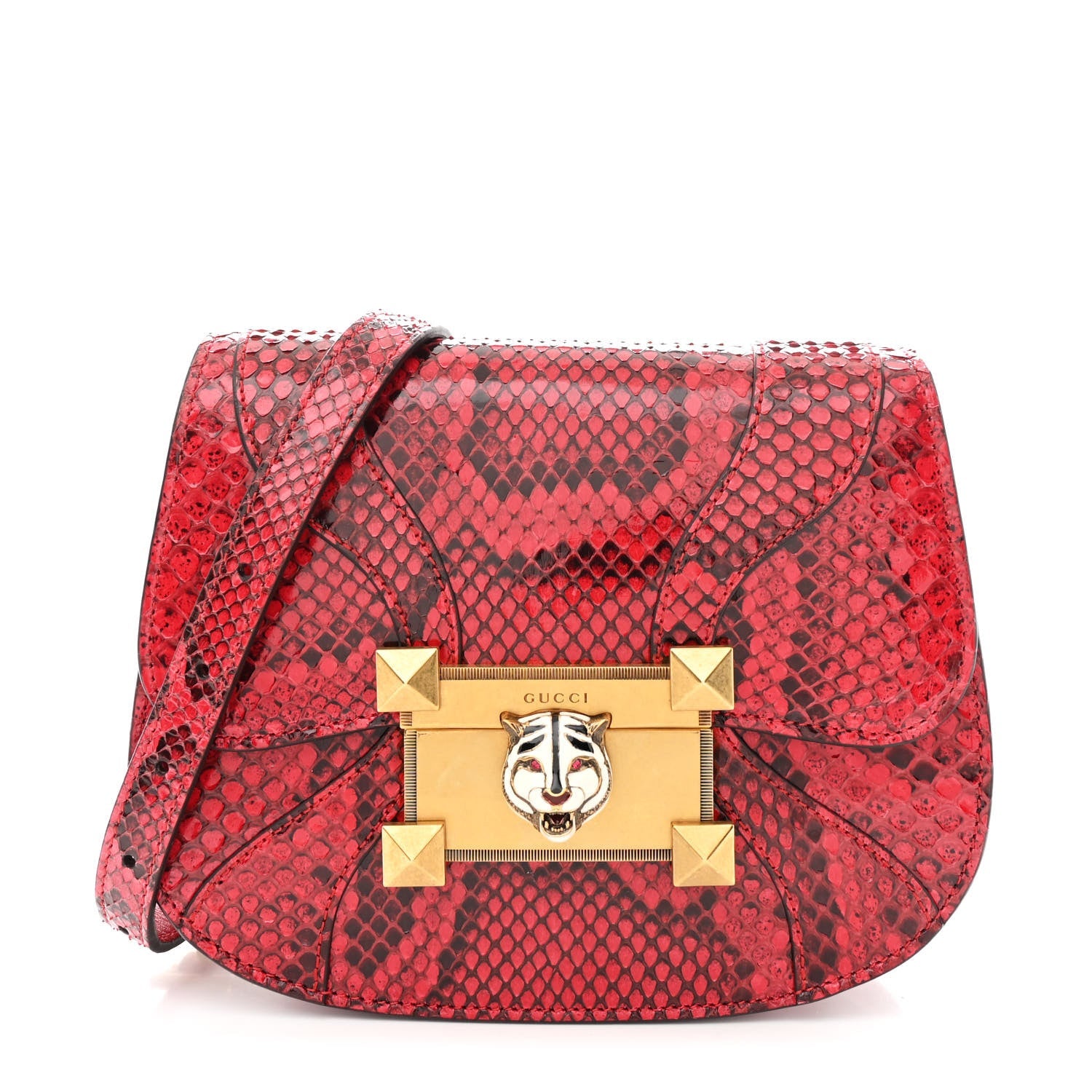 Gucci Elaphe Radiata Small Osiride Shoulder Bag Hibiscus Red