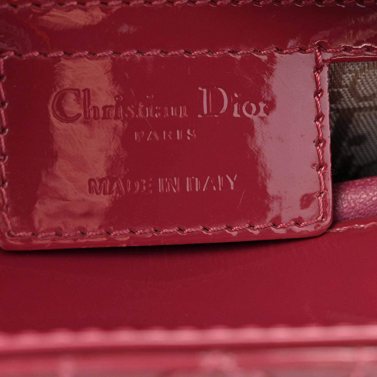 Christian Dior Patent Cannage Medium Lady Dior Dark Pink