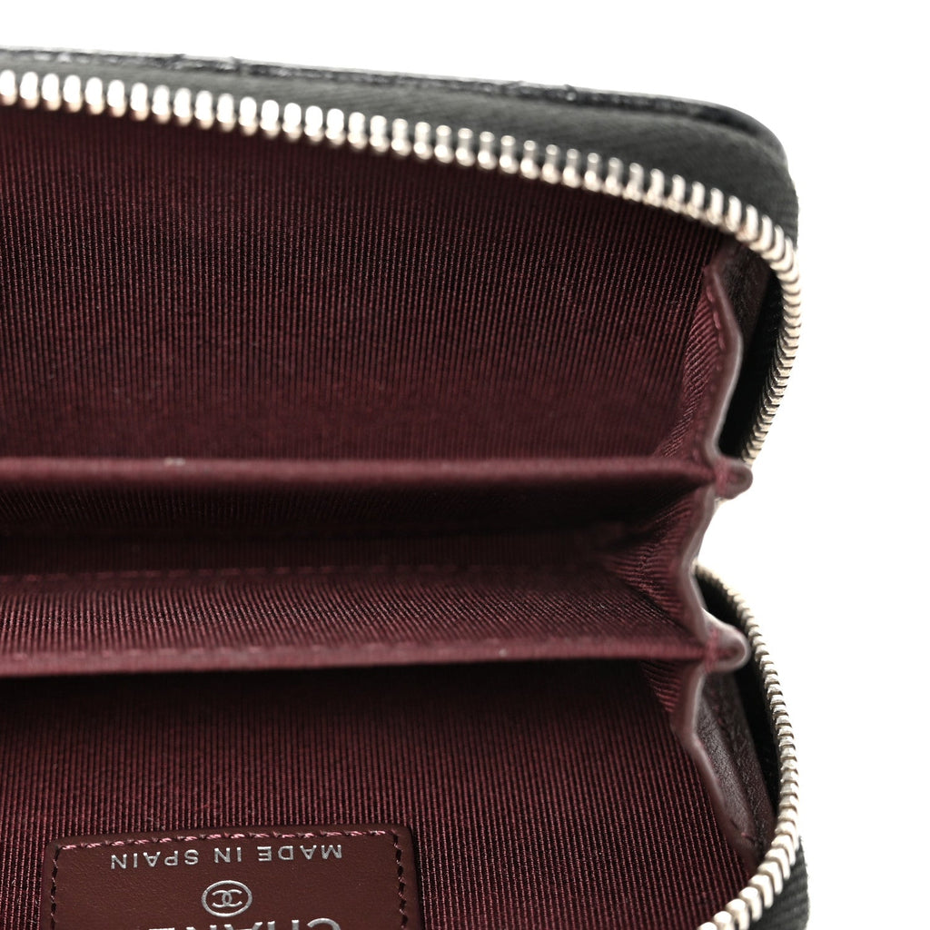 Caviar Quilted Zip Coin Purse Black