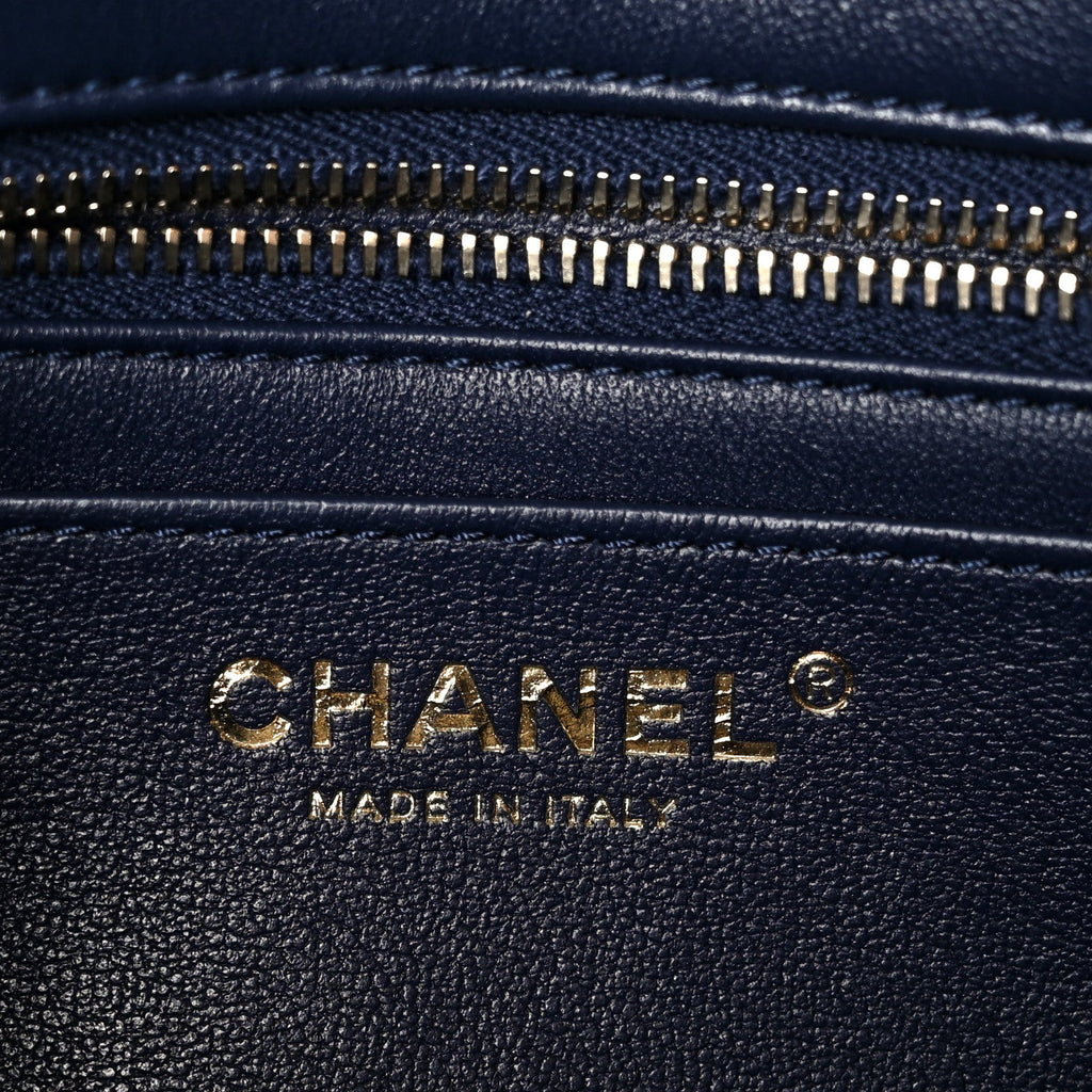 Chanel Lambskin Quilted Mini Pearl Crush Rectangular Flap Navy Blue
