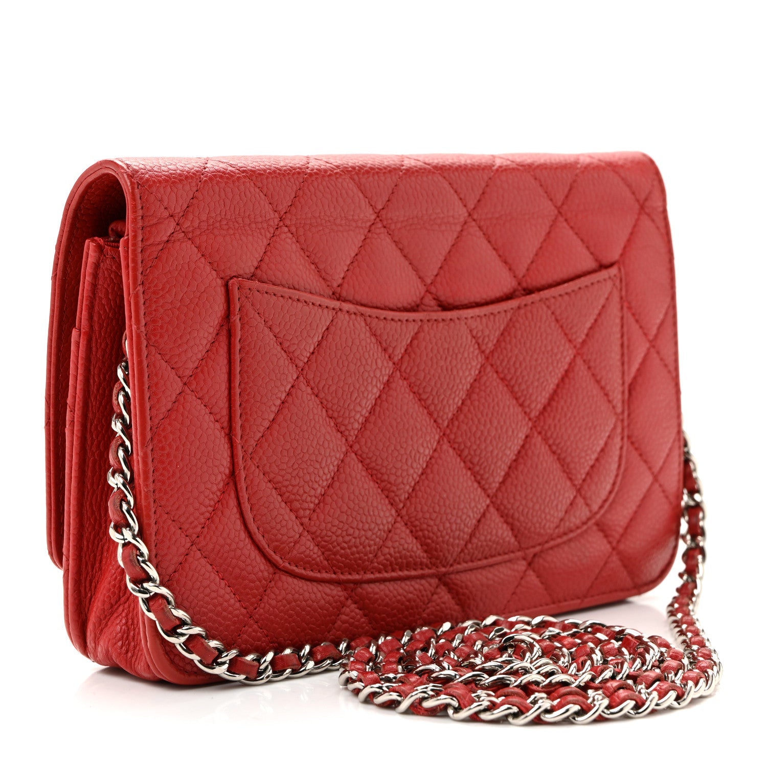 Chanel Caviar Quilted Wallet On Chain WOC Red