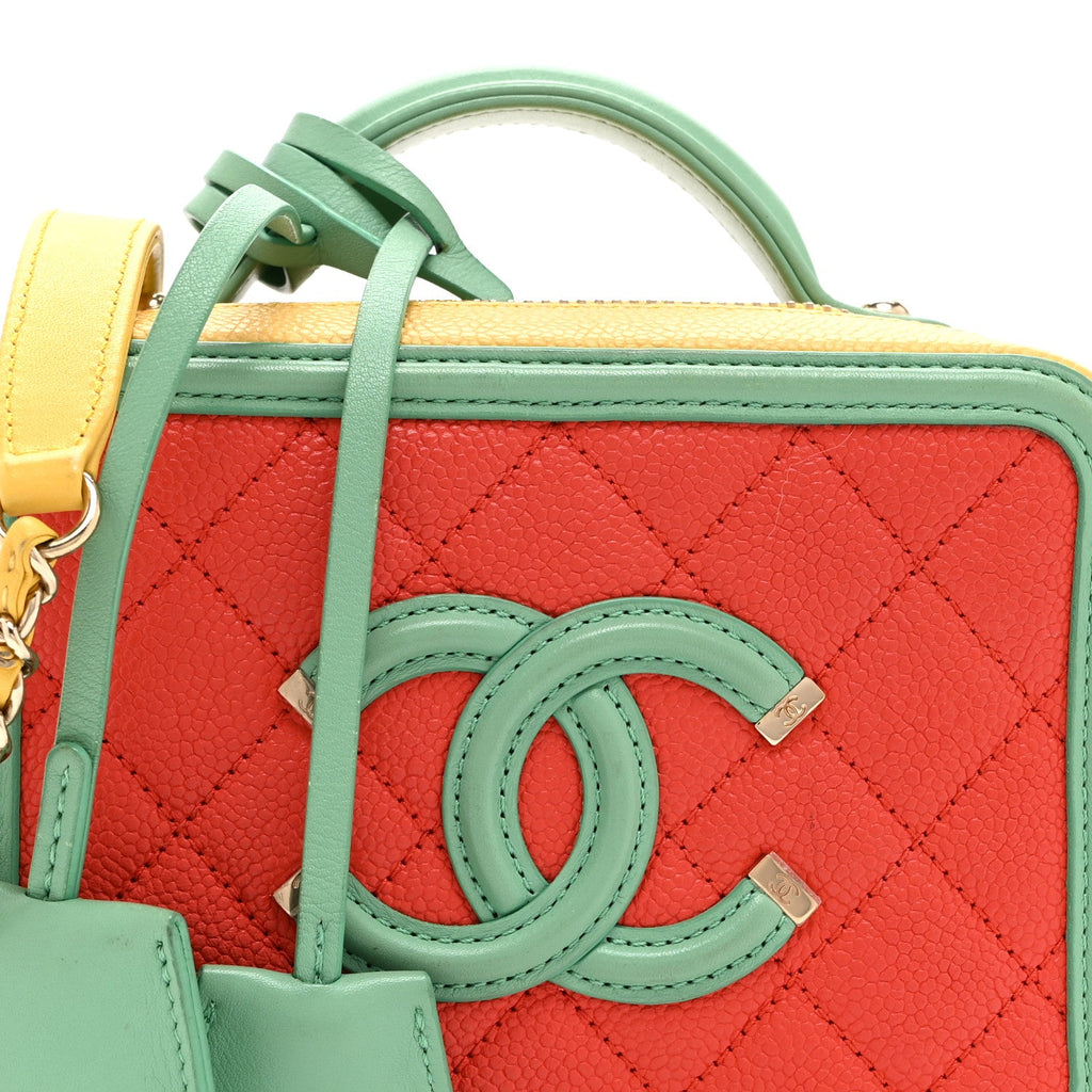 Chanel Caviar Quilted Small CC Filigree Vanity Case Multicolor
