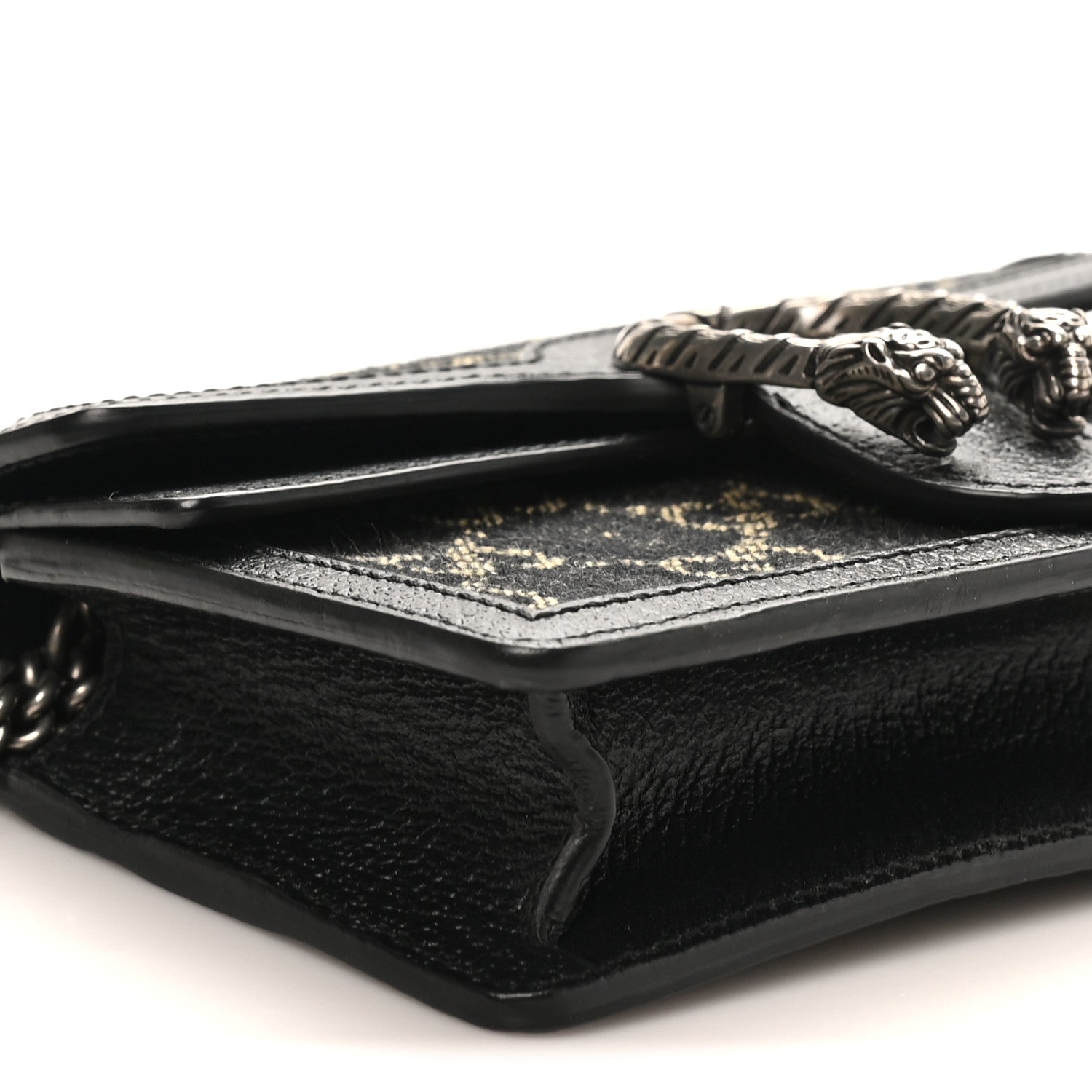 Gucci Jacquard Black Denim GG Monogram Super Mini Dionysus Shoulder Bag Black Ivory