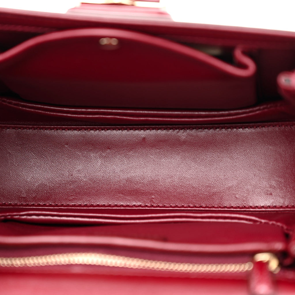 Gucci Boarded Dyana Lux Calfskin Web Monochrome Small Bamboo 1947 Top Handle Bag Rosso Ancora