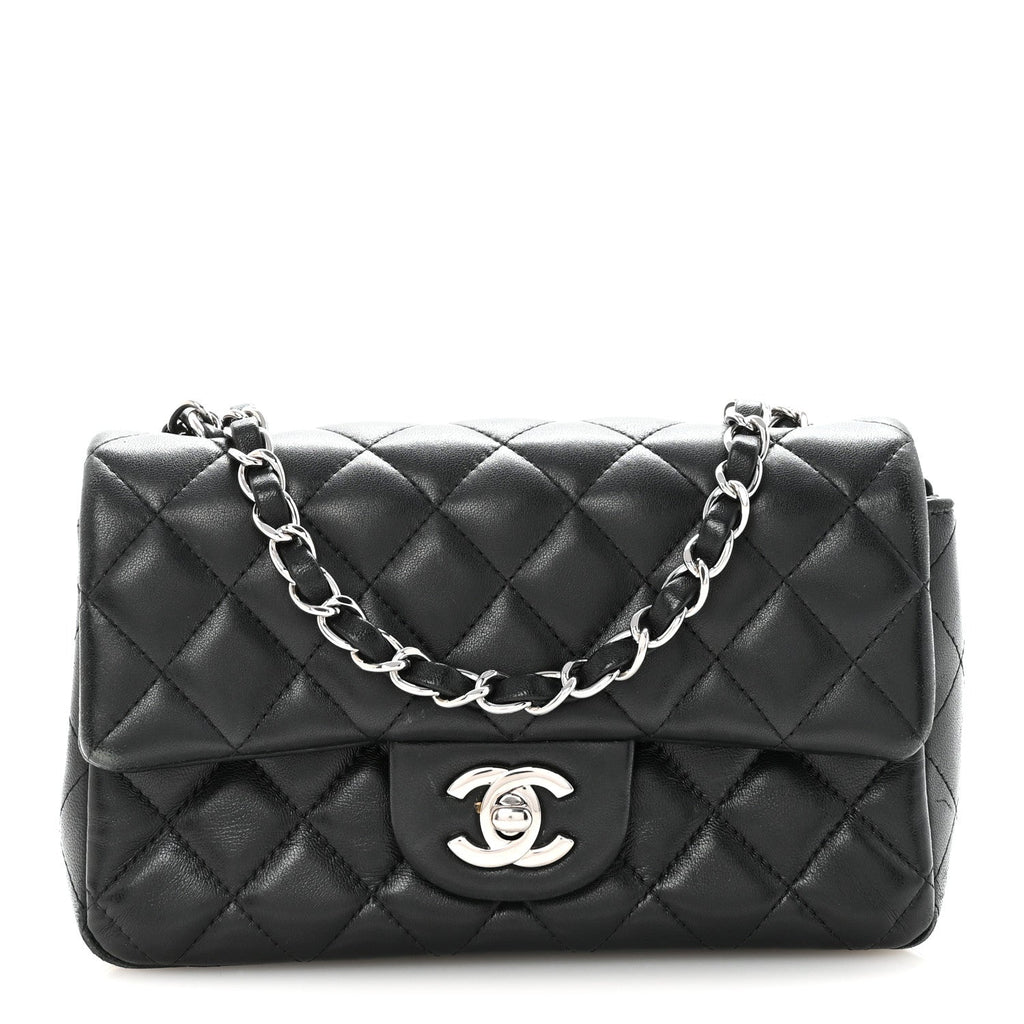 Chanel Lambskin Quilted Mini Rectangular Flap Black