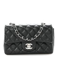 Chanel Lambskin Quilted Mini Rectangular Flap Black