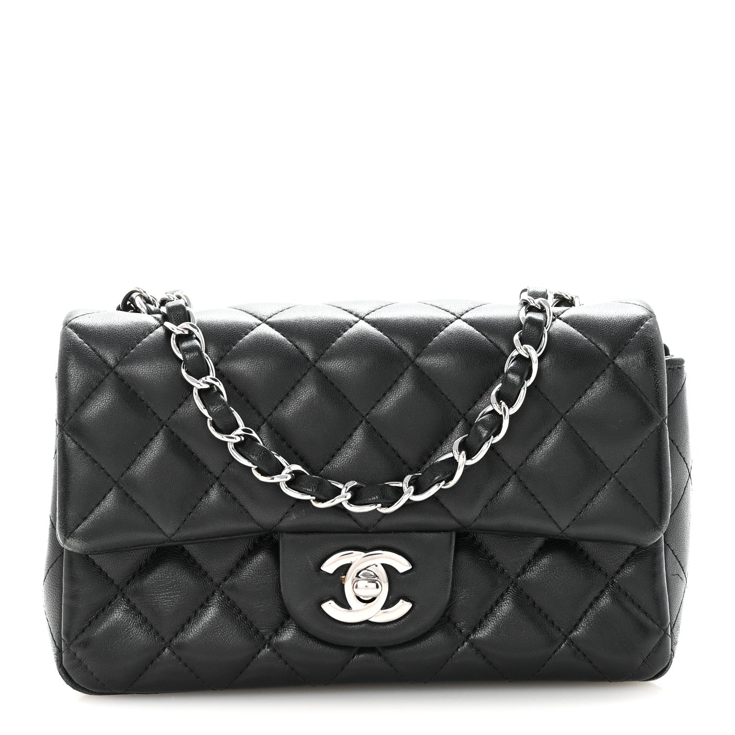 Chanel Lambskin Quilted Mini Rectangular Flap Black