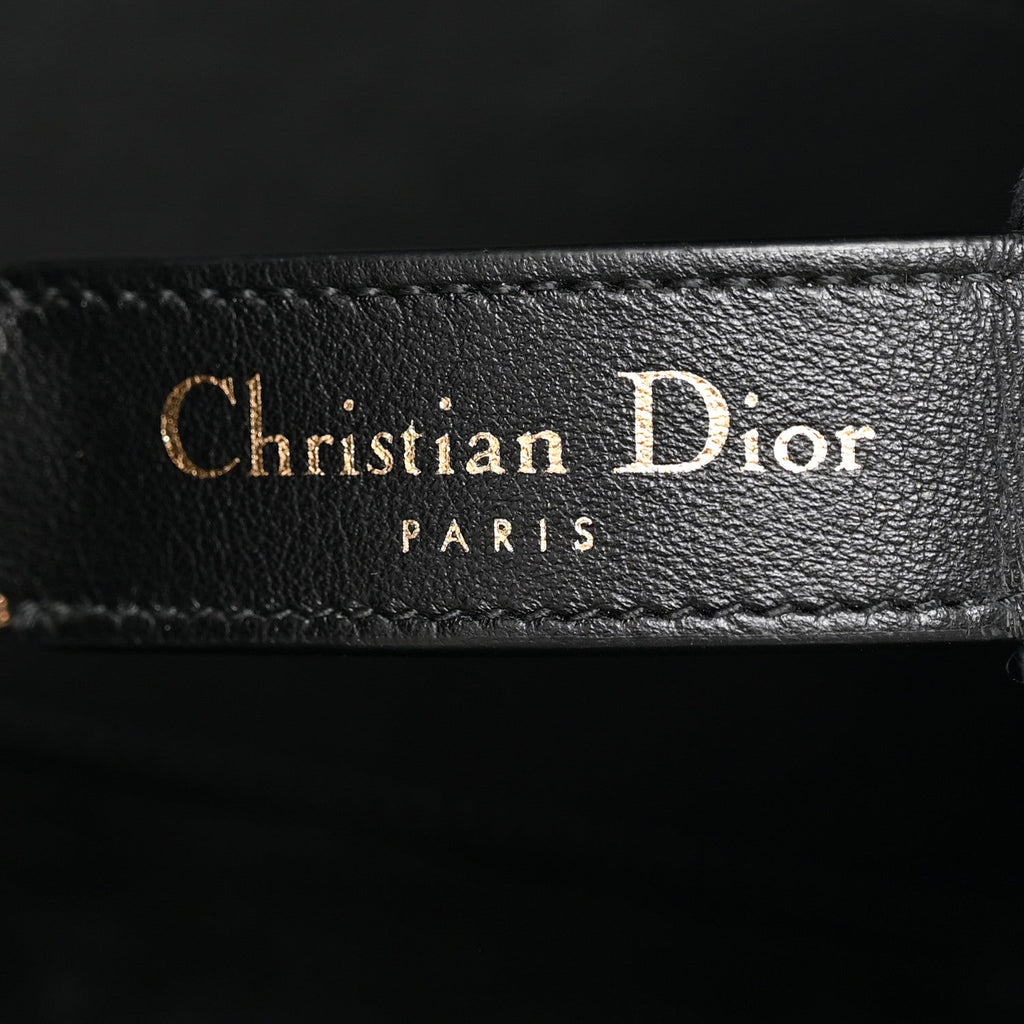 Christian Dior Calfskin Tweed Cannage Medium Toujours  Black White