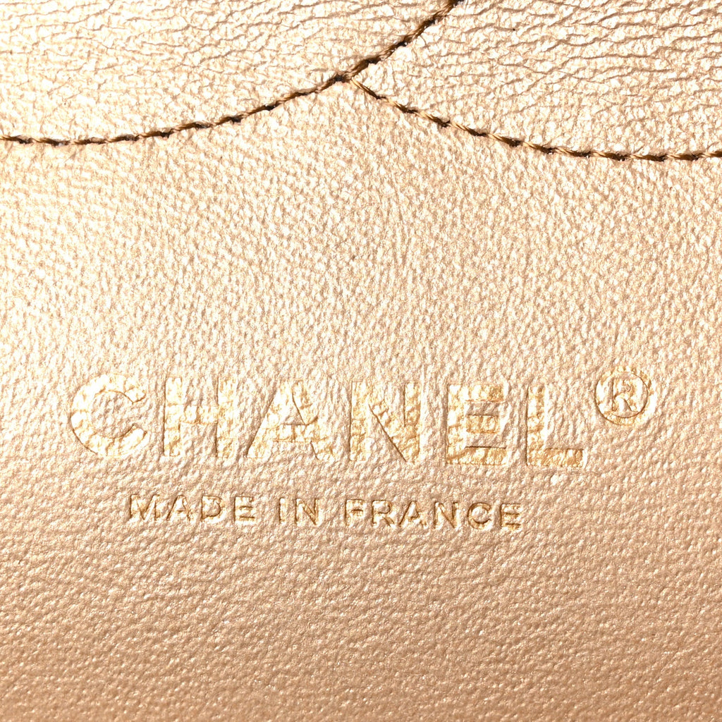 Chanel Metallic Lambskin Quilted Jumbo Double Flap Khaki
