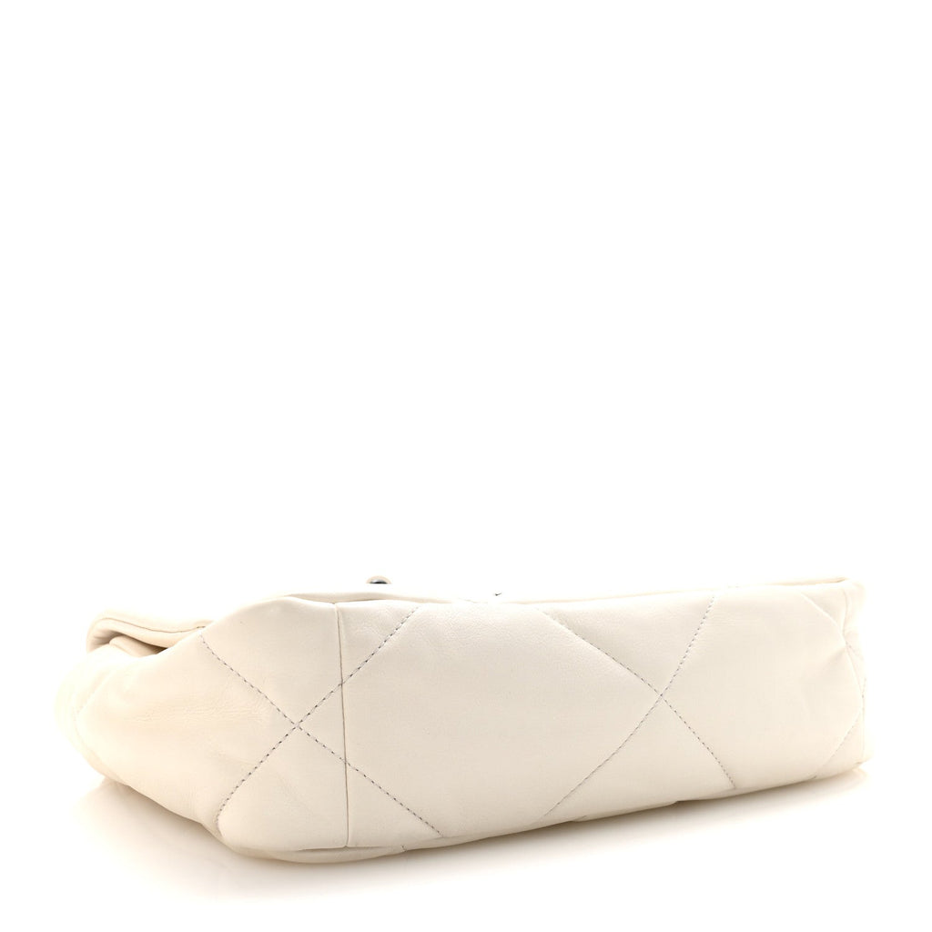 Chanel Glossy Calfskin Quilted Medium Chanel 19 Flap White Black