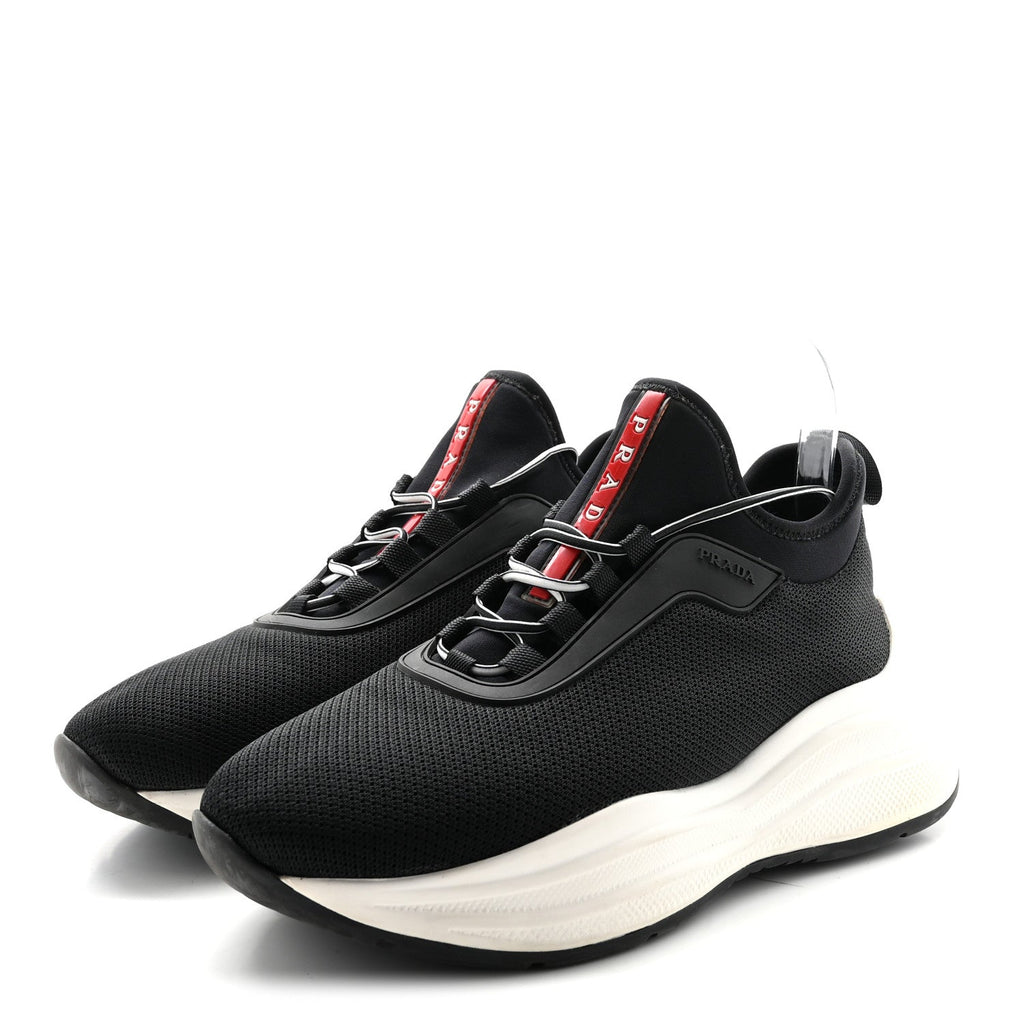 Prada Mesh Neoprene Womens America's Cup 45mm Sneakers 36.5 Black White