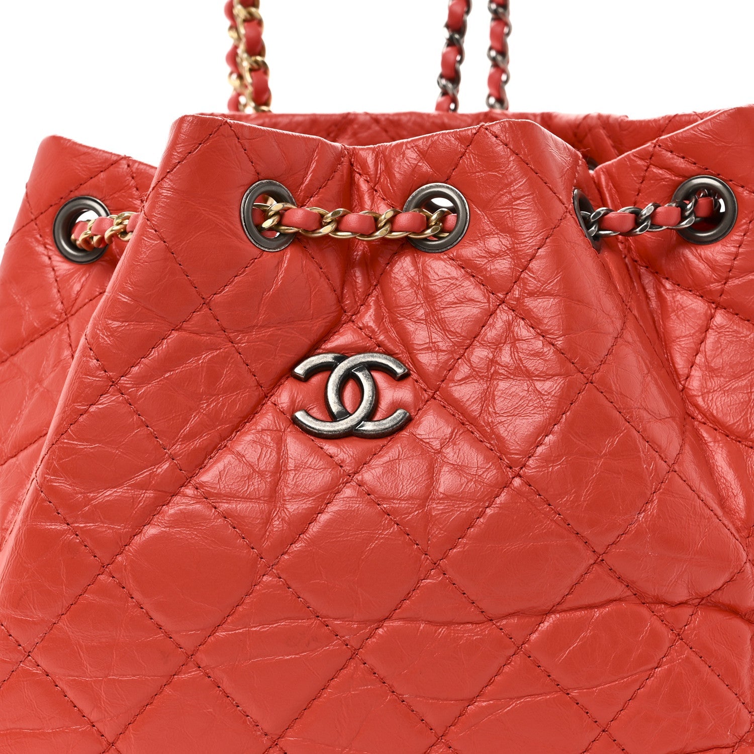 Chanel Aged Calfskin Quilted Small Gabrielle Backpack Orange