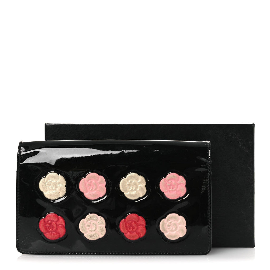 Patent Camellia Yen Wallet Black