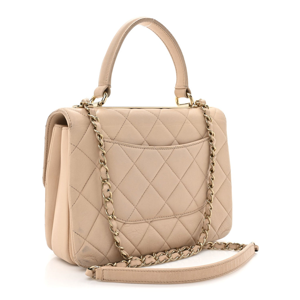Chanel Lambskin Quilted Small Trendy CC Dual Handle Flap Bag Beige